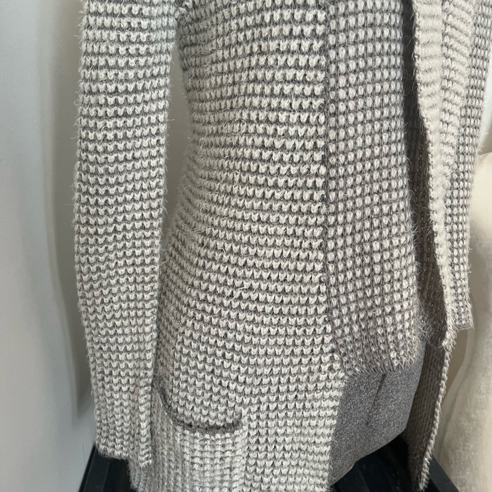 princess vera wang Chunky Knit Open Cardigan in Heather Gray - Picture 6 of 8